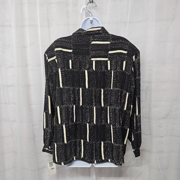 Alia Blouse Black Cream Button Down Polka Dot Patchwork Office 20WP Deadstock - Picture 7 of 14